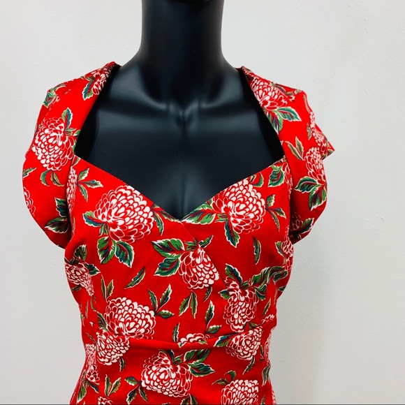 Collectif Floral Pencil Dress Pin Up Girl Look - Picture 4 of 8
